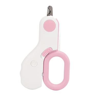 Imagem de Cortador de unhas para animais de estimação, cortador de gato com luz led e arquivo, aparador de garra de cachorro, ferramenta de corte brilhante para pequeno gatinho coelho (Pink)