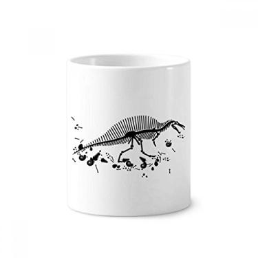 Imagem de Porta-canetas de escova de dentes de ossos grandes de dinossauro, caneca branca de cerâmica 355 ml
