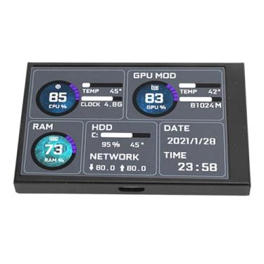 Imagem de Monitor de Temperatura para PC, Mini Tela IPS Com Eficiência Energética, Suporta Animação G1F, Previsão do Tempo, Tela HD de 3,5 Polegadas, Interface USB Tipo C