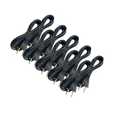 Imagem de Kit 10 Cabo De Força Bipolar 2 Pinos 1,5m Emborrachado PS4 PS3 - Genér