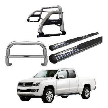 Imagem de Kit Quebra Mato/estribo Oval/santo Anth2 Amarok Cd Cromado - HOZZ