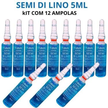 Imagem de Semi Di Lino 5ml Cabelo E Brilho Arovitel  Kit C/ 12 Ampolas