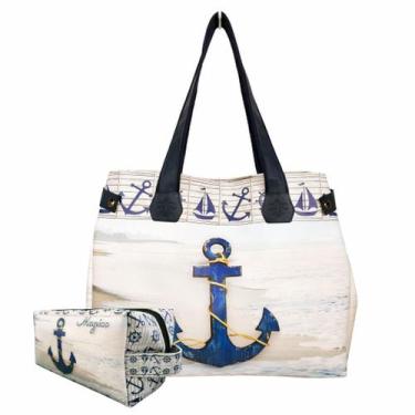 Imagem de Bolsa Feminina e Necessaire Âncora Azul Marinho Magicc Bolsas