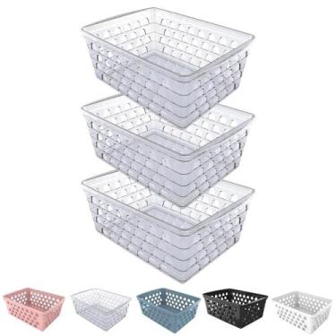 Imagem de Kit 3 Cesto Organizador Multiuso Decorativo 29x20 cm Retangular Alto -