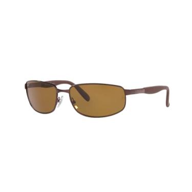 Imagem de Ray-Ban Óculos de sol masculinos armação de metal metálico, lentes verdes cristal, 61 mm, Marrom, 61 mm