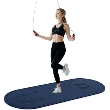 Imagem de dofopo Tapete de corda de pular 180 cm x 61 cm grande antiderrapante para exercícios internos e externos, absorção de choque de treino de alta densidade para piso de academia em casa, corda de saltar