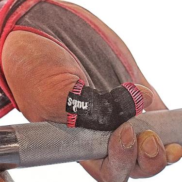 Imagem de Protetor de mangas de polegar JerkFit Nubs para gancho, levantamento de peso olímpico, levantamento de peso, ginástica, evita calos, bolhas e lágrimas | Par, Vermelho, Large