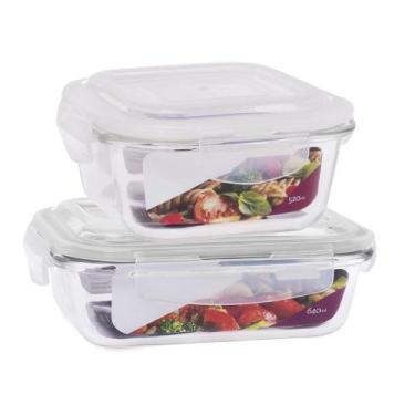 Imagem de Kit 2 Potes Herméticos Marmita Vidro Papinha 640ml e 520ml - U4home, B
