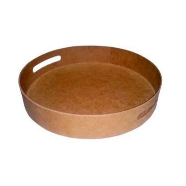 Imagem de Bandeja Redonda com Alça M Festa Decoração 23x5 Mdf Madeira - ATACADÃO