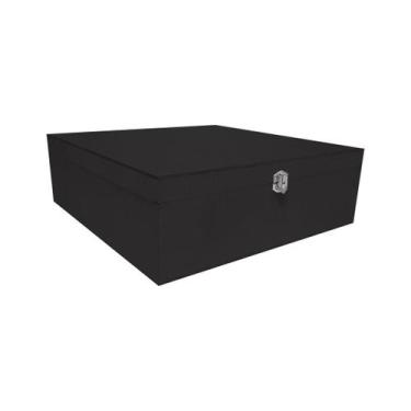 Imagem de Caixa Quadrada com Dobradiça e Fecho Níquel 30x30x10 Kit 5un Mdf Madei