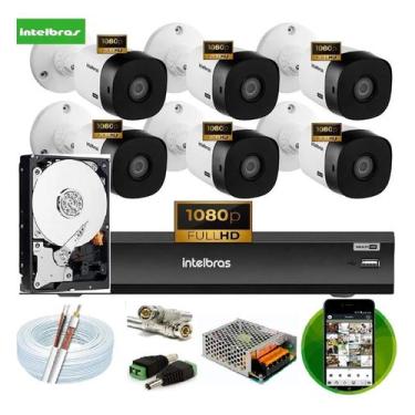 Imagem de Kit Intelbras 6 Cam 1220b Fullhd Dvr 8 Mhdx 1208 Hd 1 Tera