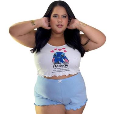 Imagem de Pijama Feminino Plus Size Baby Doll Stitch Moderno  Confortavel - Isys