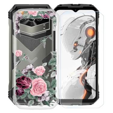 Imagem de KJYFOANI Capa para Doogee V Max Pro + protetor de tela de vidro temperado, capa protetora de TPU de silicone macio transparente, capa traseira ultrafina anti-queda para Doogee V Max Pro (16,7 cm) -