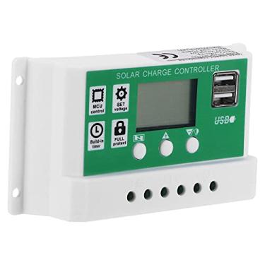 Imagem de Controlador de Carga Solar, Controlador de Painel Solar Regulador de Carregamento Pwm Ajustável 10A 12V 24V Display LCD Controlador Pwm para Painel Solar