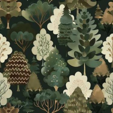 Imagem de KDGHORMY Papel de parede verde Catoon Tree Forest Peel and Stick Papel de parede quente e confortável para quarto, banheiro, papel de contato verde adesivo removível para paredes armários amigável