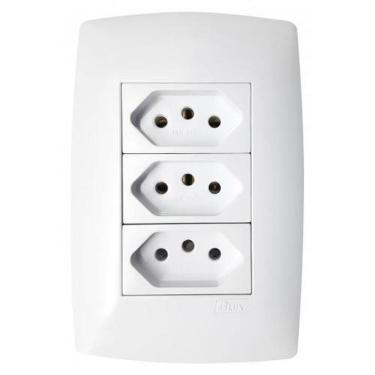 Imagem de Conjunto Tomada Tripla 10A 4X2-Blux Home Branco -Bh10723-9Br