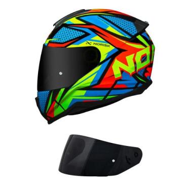Imagem de Capacete Norisk Razor Sharp Preto e Amarelo Mais Viseira Fumê, 60