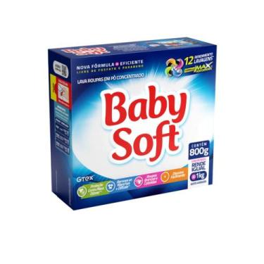 Imagem de Lava Roupas Em Pó Concentrado Baby Soft  Cartucho 800g  Rende igual 1k