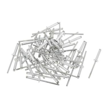 Imagem de INFINAUTO Cabeça de cúpula grande flange rebites cegos 4 mm diâmetro de aderência 18 mm comprimento do cabo 8 mm diâmetro da flange liga de alumínio ferro tom prata