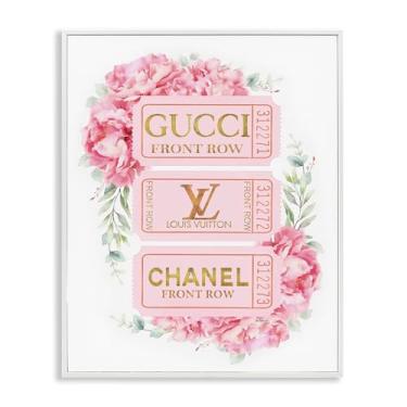 Imagem de Stupell Industries Design de arte de parede giclée emoldurado branco rosa e dourado Glam Tickets por Amanda Greenwood, 61 x 76 cm