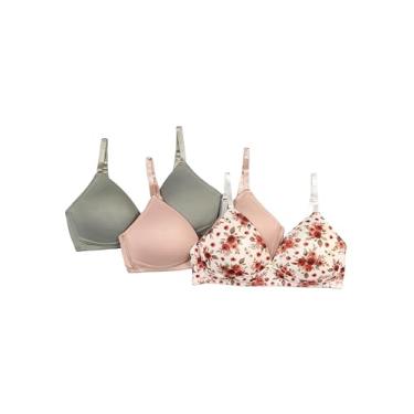 Imagem de TAHARI Pacote com 3 sutiãs de treinamento sem aro para meninas – alças ajustáveis, macio e confortável, ideal para adolescentes e iniciantes, Camafeu rosa, 30A