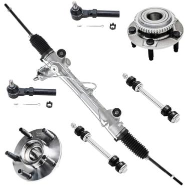 Imagem de Suspensão dianteira adequada para Ford Mustang 1994-2004, 1 cremalheira e pinhão de direção hidráulica, 2 cubos de rolamento de roda com ABS, 2 barras de direção externas, 2 barras estabilizadoras de