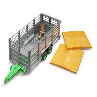 Imagem de Miniatura Reboque de Gado com Figura Bruder 1/16, Cinza