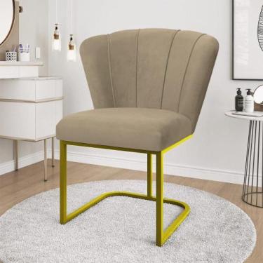 Imagem de Cadeira Poltrona Flor Pés Metal Reforçado Dourado Quarto Menina - Bala