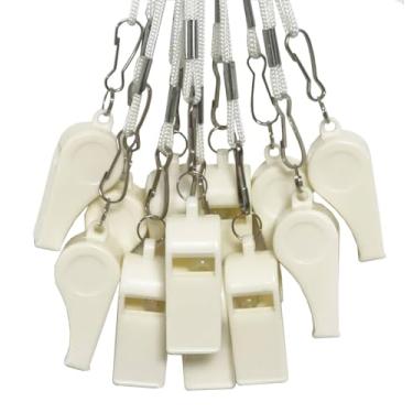 Imagem de DYBADYSA 20 peças apitos altos de plástico branco com cordão para árbitro treinadores basquete futebol esporte treinamento jogo evento salva-vidas sobrevivência emergência diversão escola crianças conjunto de ferramentas fornecedores