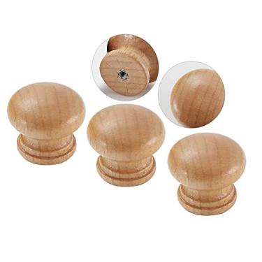 Imagem de Puxadores de madeira, barra T, puxador de madeira, alça em forma de laço, alça sólida para gavetas, móveis, porta, armário, gaveta, guarda-roupa, armário de madeira (cor de madeira, orifício único)