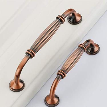 Imagem de Puxadores de portão de ferragens de porta maçanetas marfim branco verde latão gaveta de armário de vinho alça de armário de móveis pacote de 10 maçanetas de porta retrô (latão 96 mm)