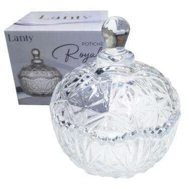 Imagem de Potiche Royal Em Vidro Com Tampa 10,5x12,5cm Bomboniere Baleiro Decoração Porta Balas e Doces