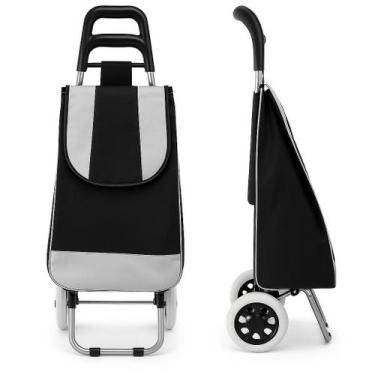 Imagem de Carrinho De Compras Dobrável Multiuso Feira Com Rodas Suporta ate 30 K