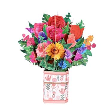 Imagem de YIHUANYIFA Cartões pop-up de flores de papel cartões 3D de 21 cm para decoração de casa do dia das mães, com envelope e nota para mulheres, mãe, esposa (cor 5)
