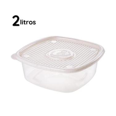 Imagem de Pote Mantimentos Marmita Vasilha Alimentos Quadrado 2 Litros - PLASUTI