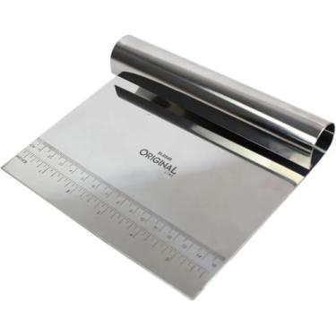 Imagem de Espátula de Aço Inox Multiuso Para massas e Bolos, Corte com Regua Medidora 12x15cm Material Resistente e Fácil de Limpar Linha Premium