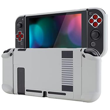 Imagem de eXtremeRate PlayVital Back Cover for Nintendo Switch Console, NS Joycon Handheld Controller Protector Hard Shell, Dockable Protective Case with Red ABXY Direction Button Caps - Classics NES Style