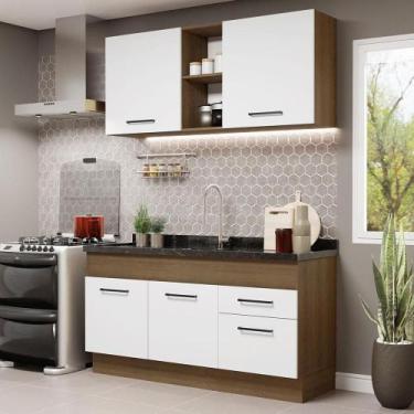 Imagem de Cozinha Compacta 150002 Com Armário E Balcão Rustic/branco - MADESA
