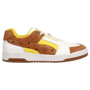 Imagem de Puma Tênis masculino MCM X Slipstream Lo com cadarço casual - marrom, branco, amarelo, Marrom, branco, amarelo, 41