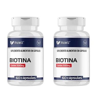 Imagem de Kit 2 Biotina 500mg 60 Cápsulas - Muwiz