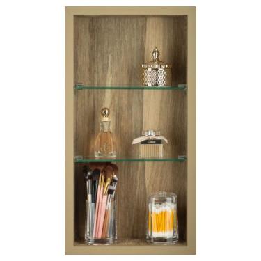 Imagem de Nicho Para Banheiro Em Porcelanato  Com Prateleira De Vidro  (MADEIRAD