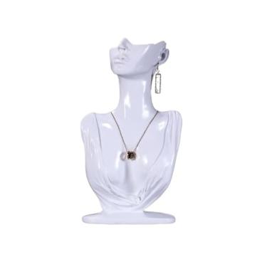 Imagem de Expositor de joias para vender busto colar suporte de exibição de joalheria janela balcão de joias rack de joias ornamento suporte de exibição de joias suporte organizador de joias (branco)