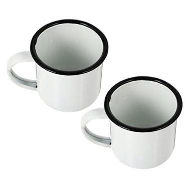 Imagem de 2 canecas vintage portáteis para acampamento ao ar livre canecas rústicas para chá quente e sopa e fácil de limpar