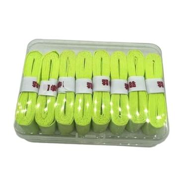 Imagem de KiBcsLic 8 peças de fita adesiva para raquete, envoltório para cabo de badminton, pickleball, squash, absorção de suor, fita antiderrapante para raquete de, Verde Fluorescente