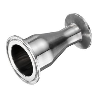 Imagem de PATIKIL Encaixe redutor de encaixe sanitário, aço inoxidável 304, tubo de 1-3/10.2 cm OD x tubo de 2.5 cm OD 5.1 cm Tri Sanitary Clam 64 mm x 3.8 cm Flange de virola de 50,5 mm, prata