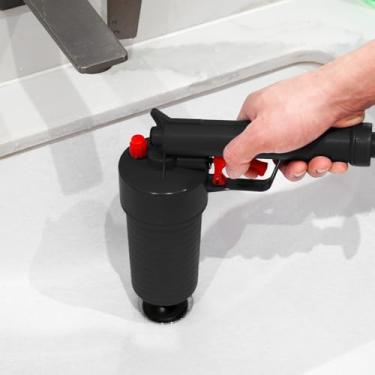 Imagem de Desentupidor de vaso sanitário, ferramenta de remoção de entupimento, desentupidor de vaso sanitário, lançador de dreno de ar reutilizável com 4 cabeças de desentupimento, para pia de cozinha, vaso