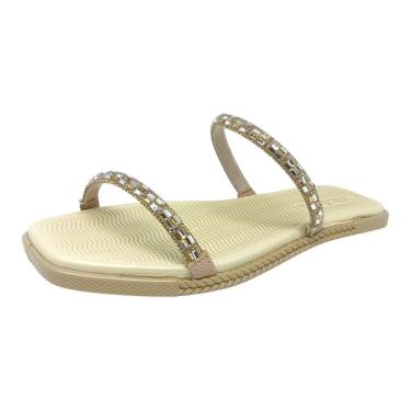 Imagem de Chinelo Rasteiro Feminino Pedrarias Slide Conforto Moleca