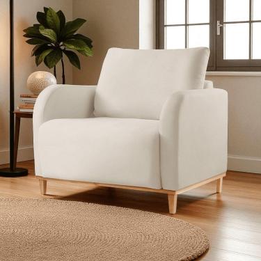 Imagem de Poltrona para Sala de Estar Madeira Maciça Camila Luxo Off White