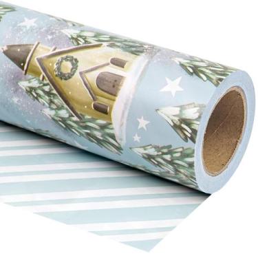 Imagem de Papel de embrulho de Natal WRAPAHOLIC reversível 43cm x 10m