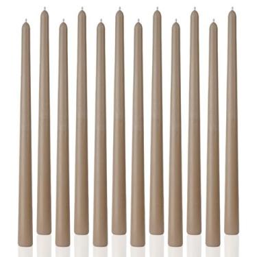 Imagem de Vela LPUSA Sahara Beige, alta, afunilada, 30 cm, conjunto de 12